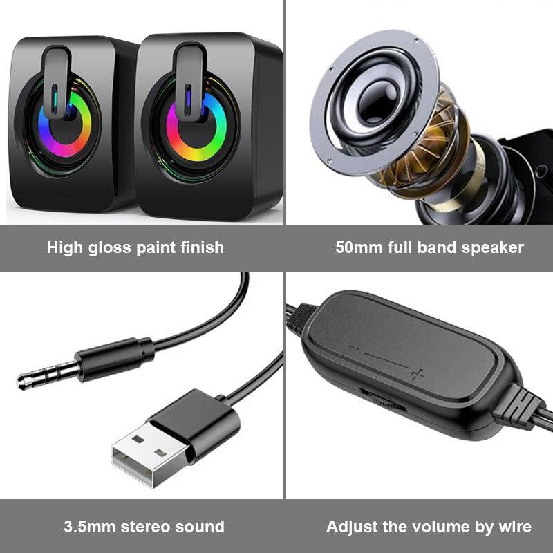 Caixa de som com luz led para computador usb microfone - Standard 67