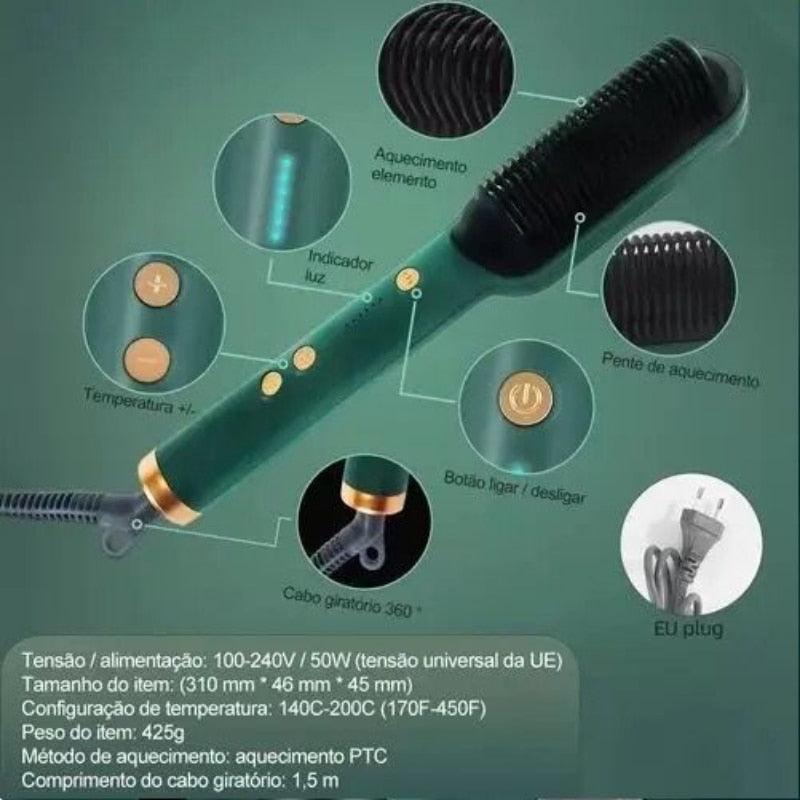 Escova Alisadora Bivolt 3 em 1 Alisa Hidrata Modela Alinha e Anti-Frizz - Standard 67