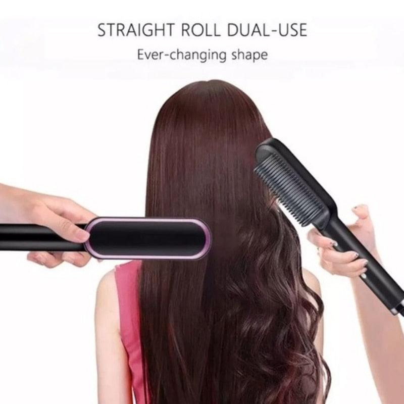 Escova Alisadora Bivolt 3 em 1 Alisa Hidrata Modela Alinha e Anti-Frizz - Standard 67