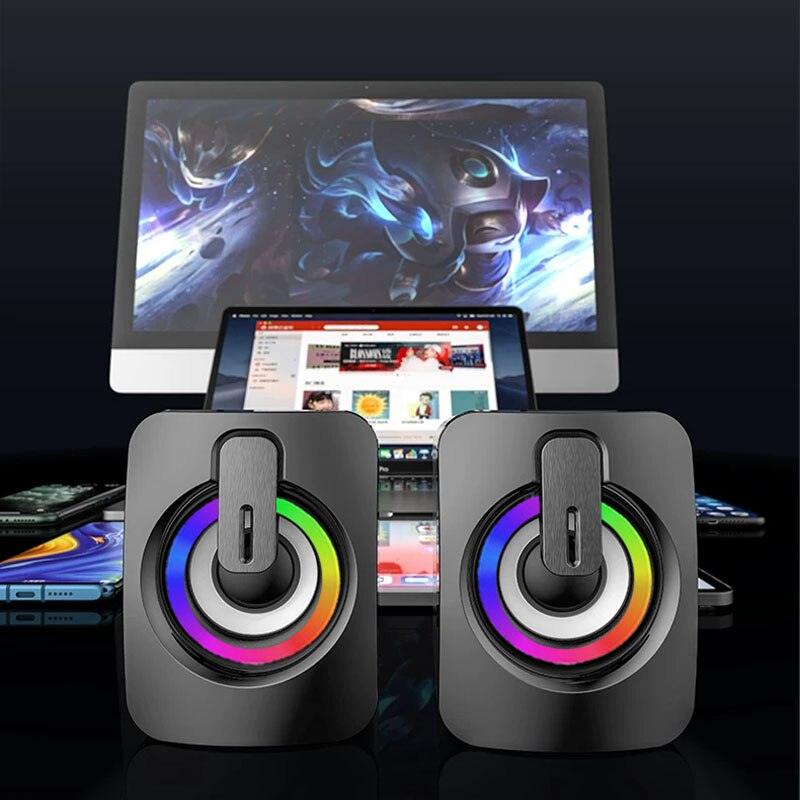 Caixa de som com luz led para computador usb microfone - Standard 67