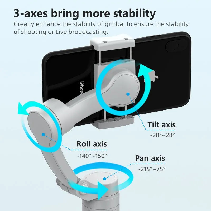 Estabilizador Dobrável Portátil de 3 Eixos para Smartphone (AXNEN HQ3)